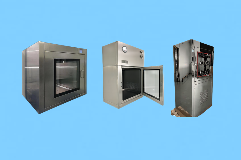 Dynamic Pass Box equipped with HEPA filtration and UV sterilization lamp. Electronic interlock system to prevent cross-contamination during material transfer.