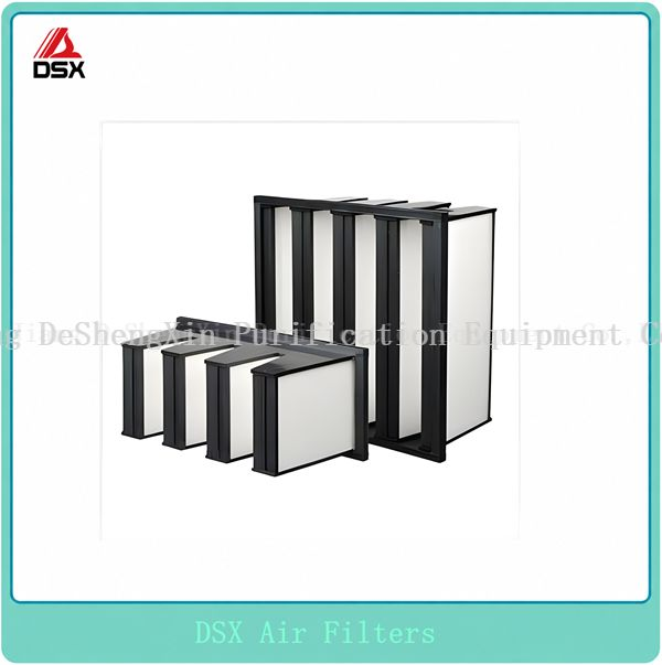 High air volume V-shaped high efficiency filter without partition